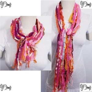 Pink tangerine Mix Yarn Scarf 60 inch